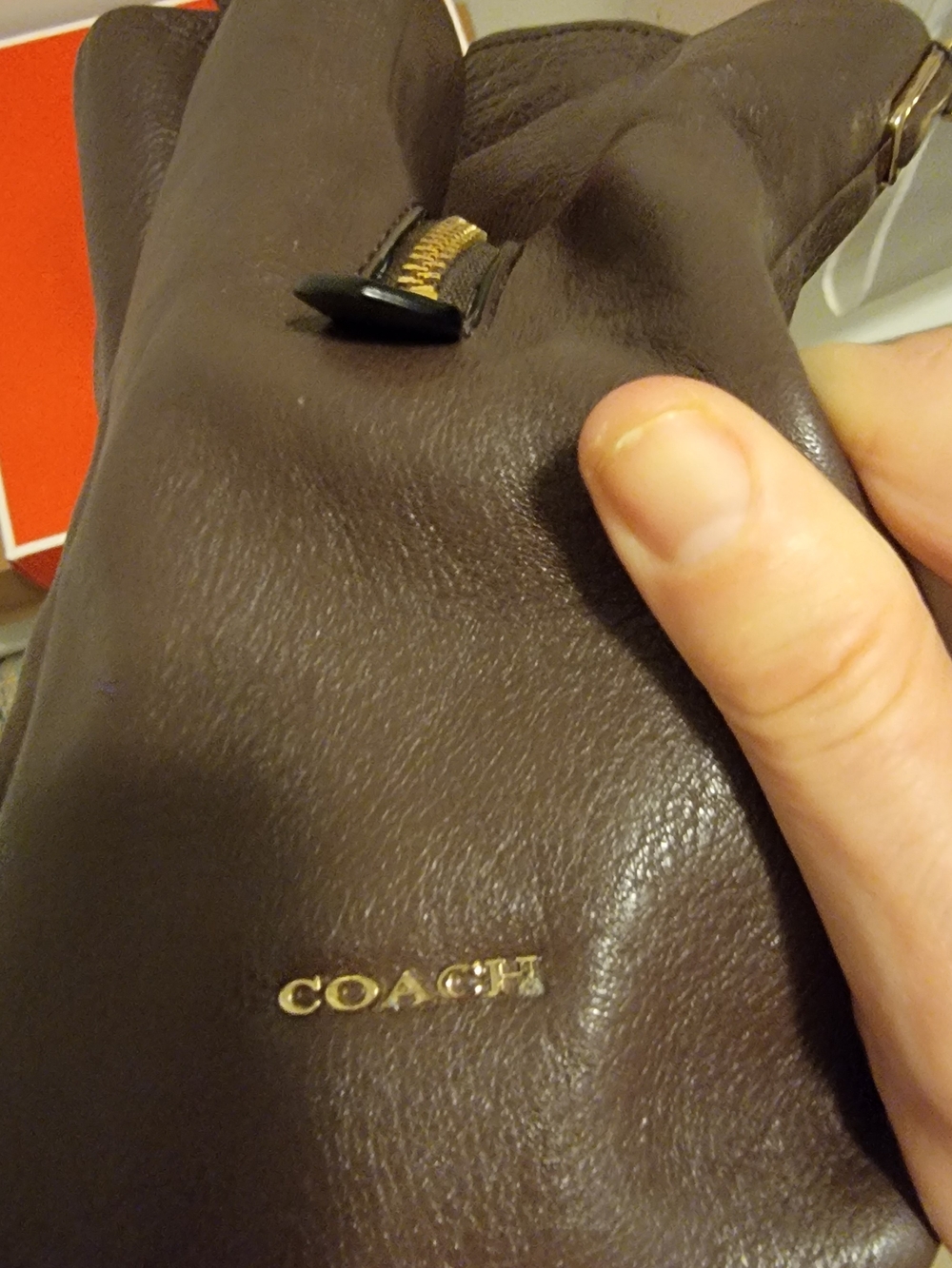 Coach Brown Pebbled Leather Shoulder Bag with Gold Charm Lightly Used - Picture 10 of 13
